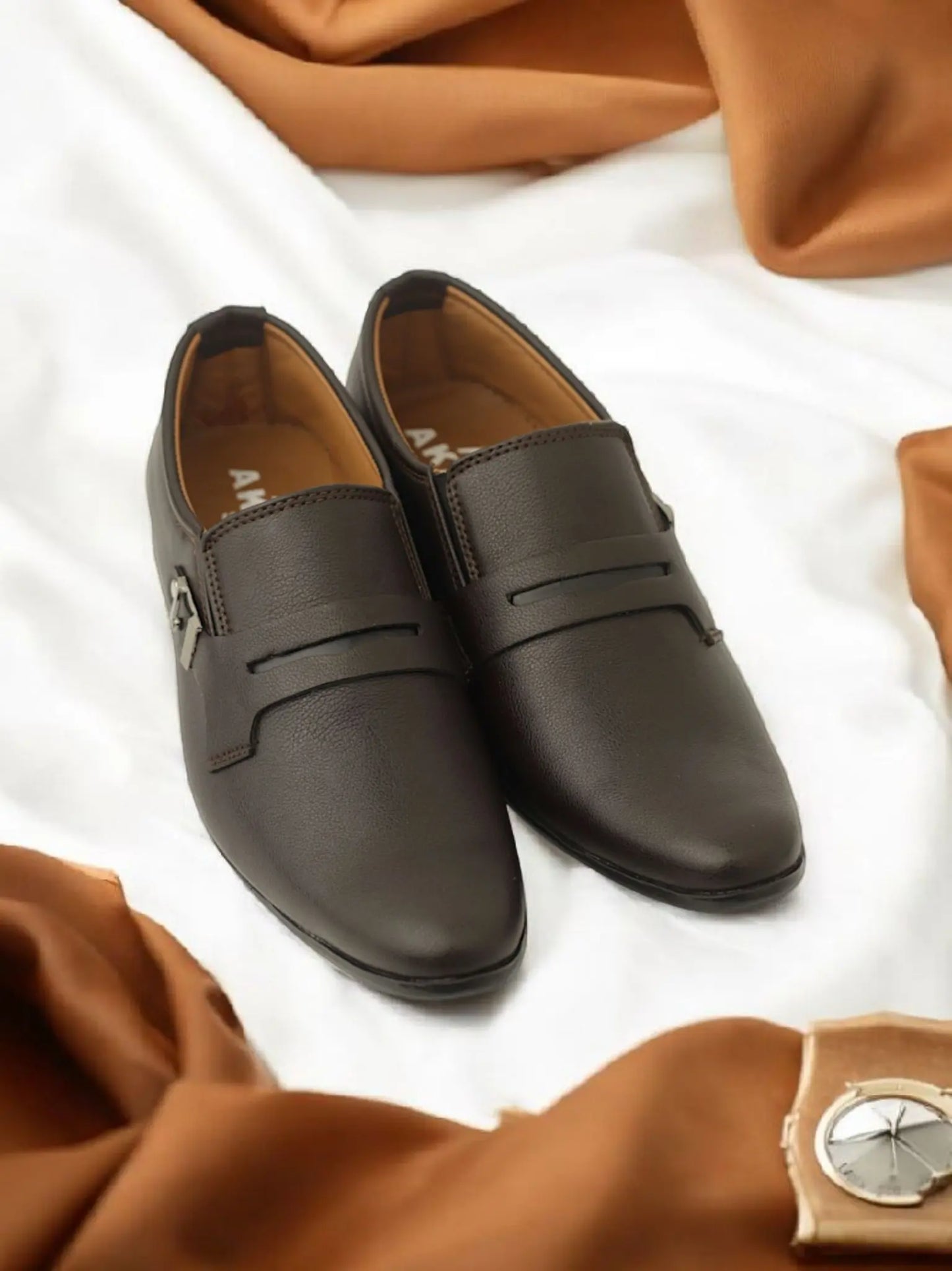 Formal Shoes AK-31 Brown Buckle Design